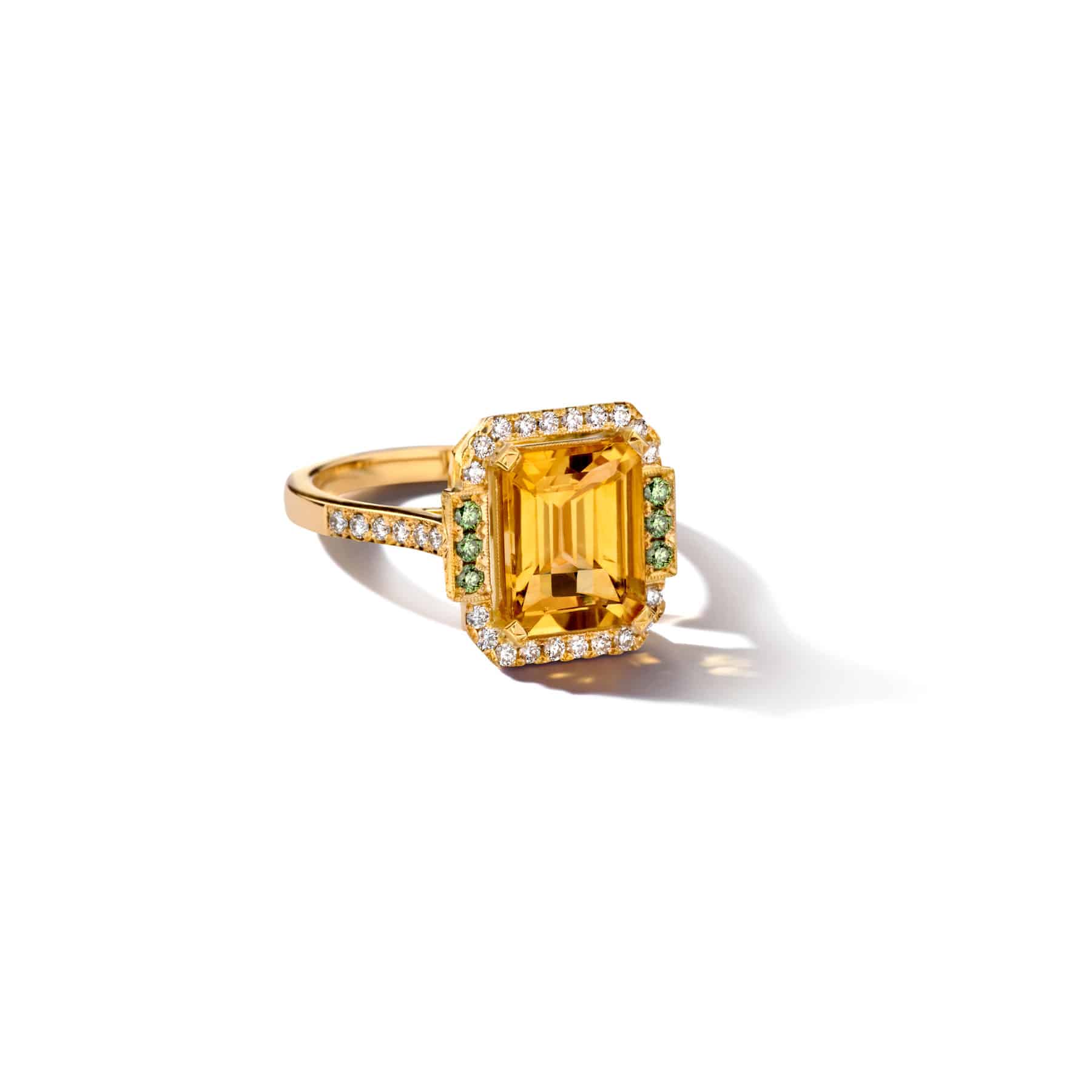 Citrine & witte en groene diamant