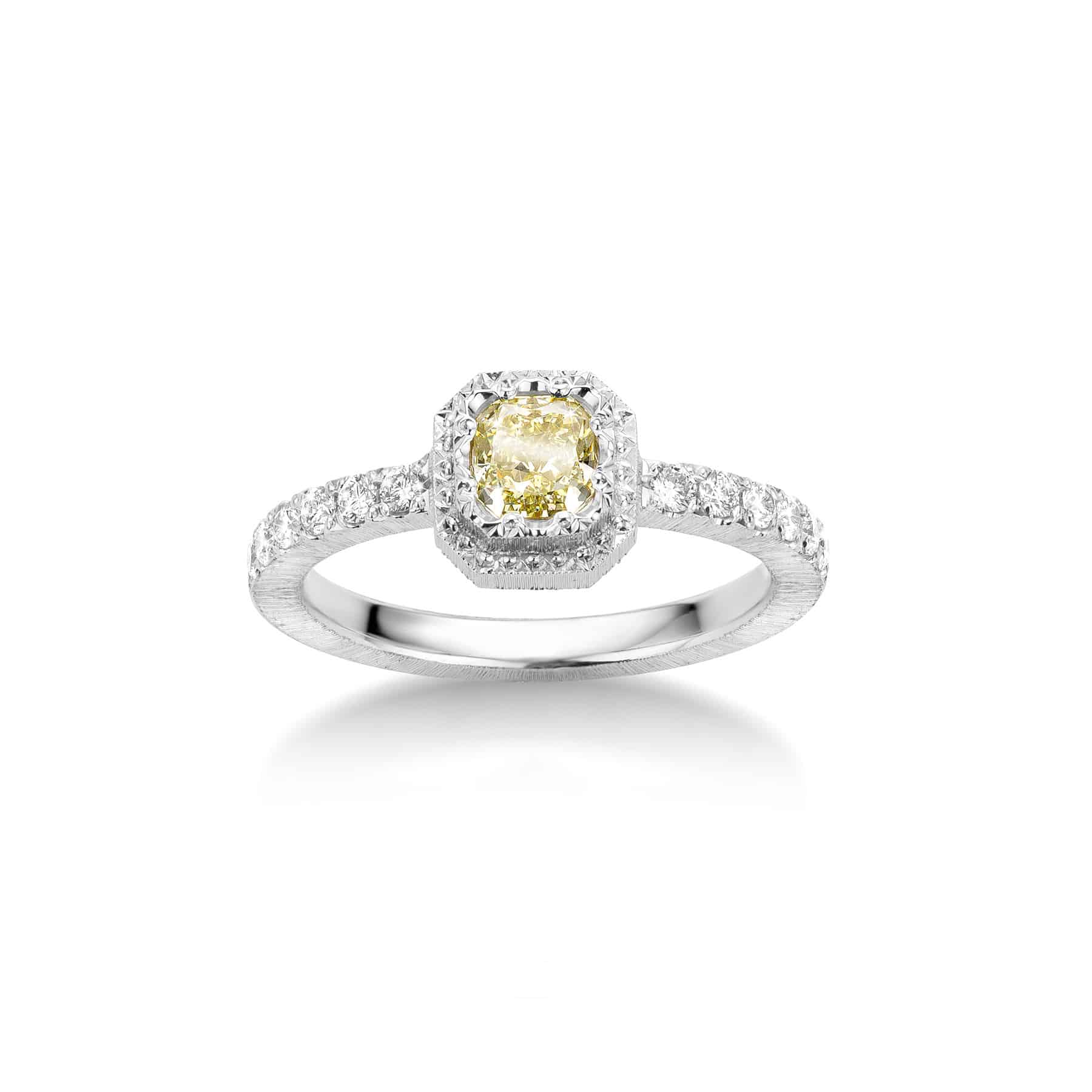 Natuurlijk geel gekleurde diamant, radiant
