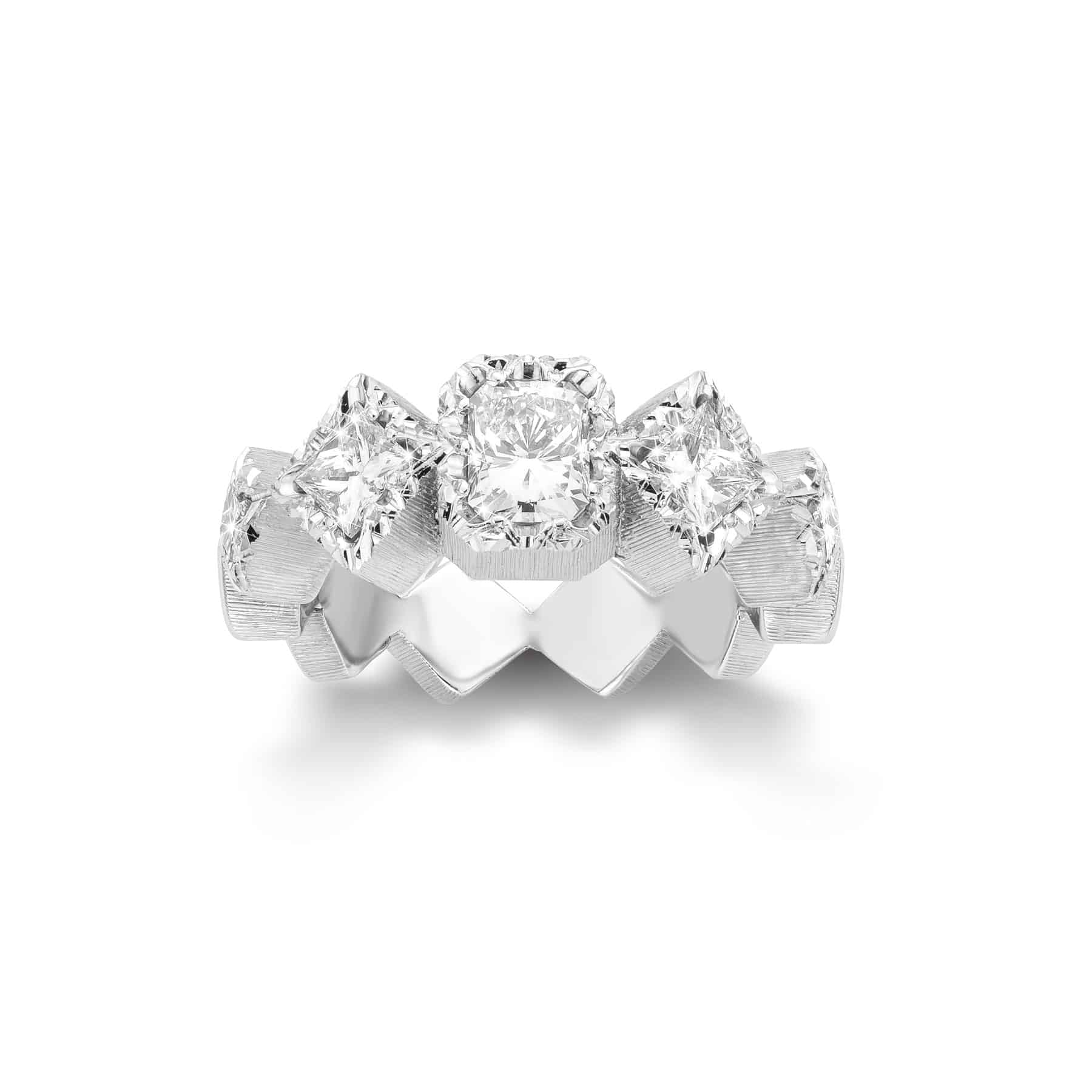 Witte diamant , emerald cut en princesscut